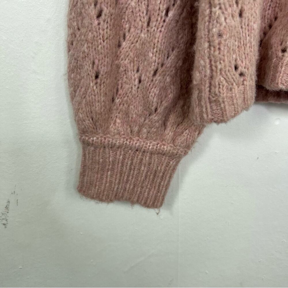 J. Crew Pointelle Heather Pink Crewneck Wool Blend Sweater Size Large - Picture 8 of 13